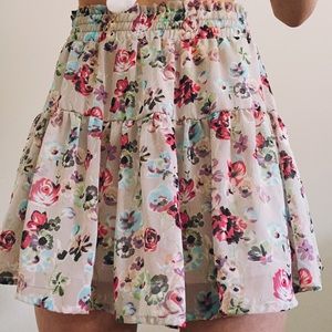 Flowered Mini Skirt